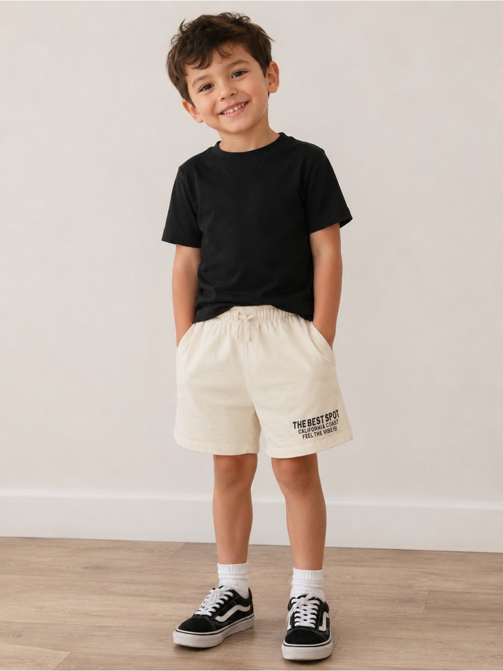 Zara Boys Beige Graphic Shorts